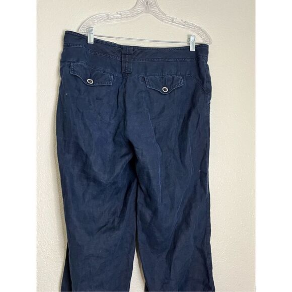 Cabi Linen Crop Pants Navy Blue Nautical Beach Capri Loose Fit Style #192 10 - Picture 4 of 5